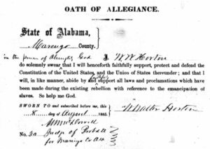 Oath of allegiance to the United States signed by DKE Founder and former Confederate soldier W. Walter Horton on August 8, 1865, after the end of the Civil War.