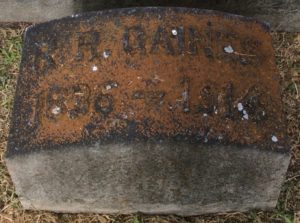 Headstone of Brother Reuben Reid Gaines, Psi 1855, Austin, Texas.